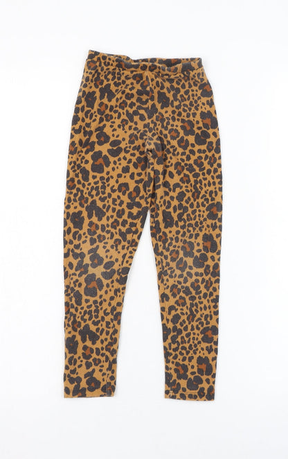 Matalan Girls Brown Animal Print Cotton Jogger Trousers Size 6 Years  Regular Pullover - Leggings