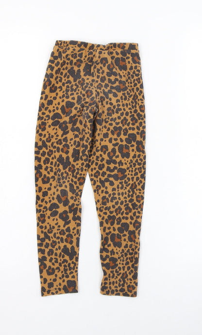 Matalan Girls Brown Animal Print Cotton Jogger Trousers Size 6 Years  Regular Pullover - Leggings