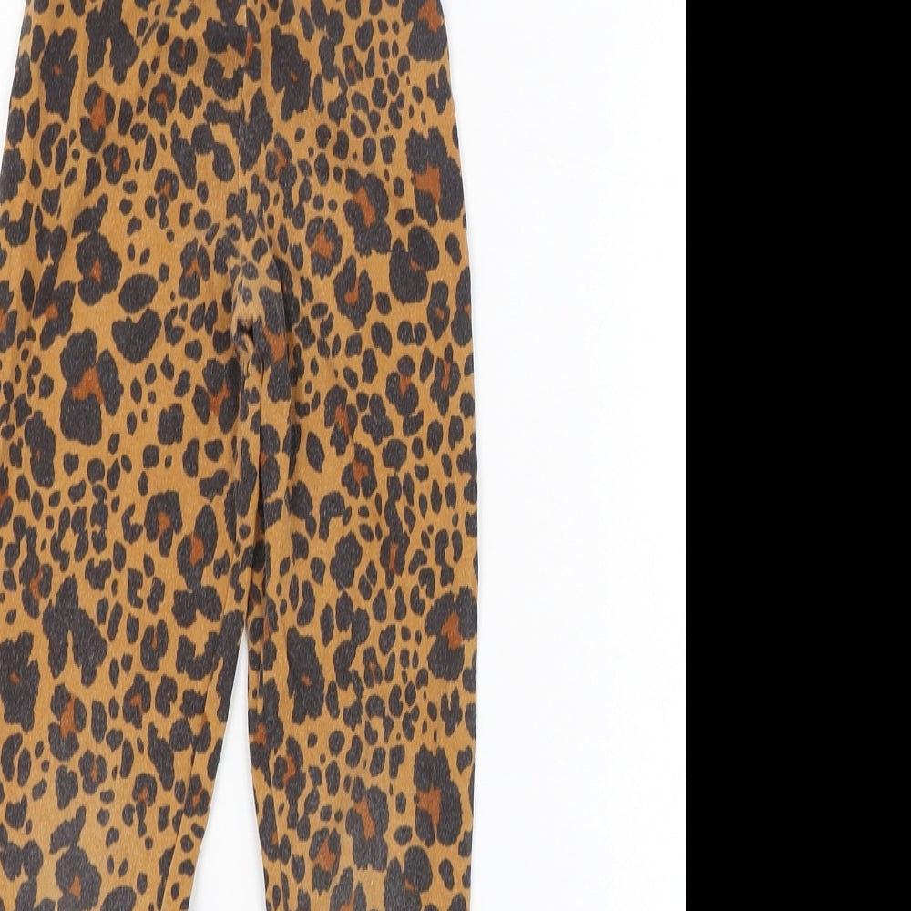 Matalan Girls Brown Animal Print Cotton Jogger Trousers Size 6 Years  Regular Pullover - Leggings