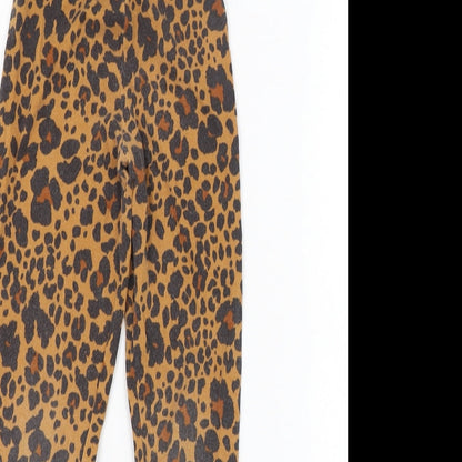 Matalan Girls Brown Animal Print Cotton Jogger Trousers Size 6 Years  Regular Pullover - Leggings