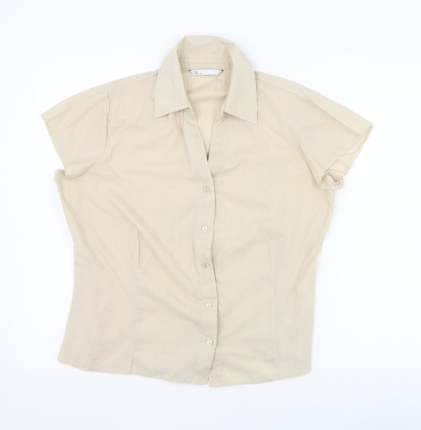 Womens UK Size 12 BHS Beige Basic Button-Up