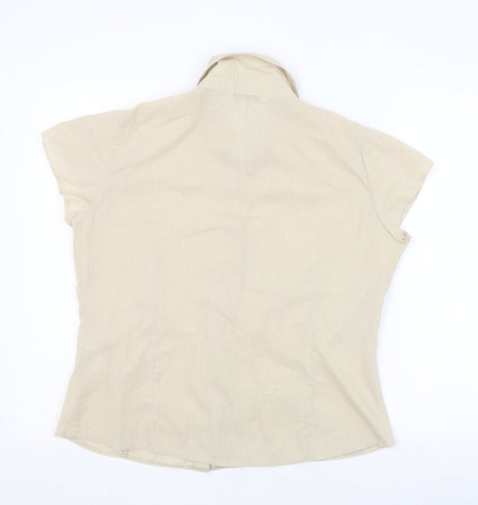 Womens UK Size 12 BHS Beige Basic Button-Up