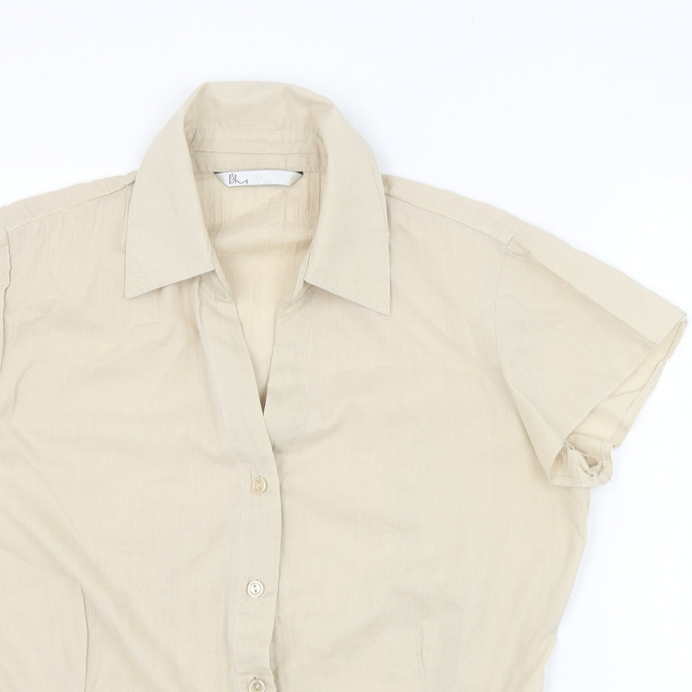 Womens UK Size 12 BHS Beige Basic Button-Up
