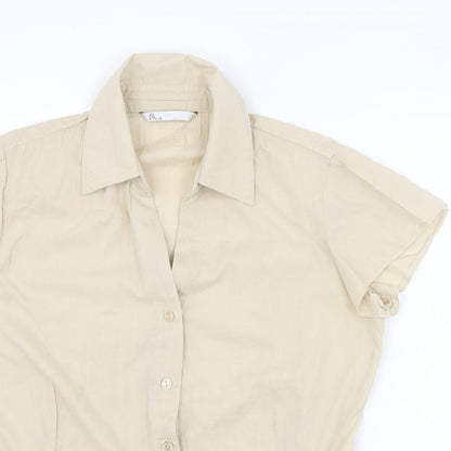 Womens UK Size 12 BHS Beige Basic Button-Up