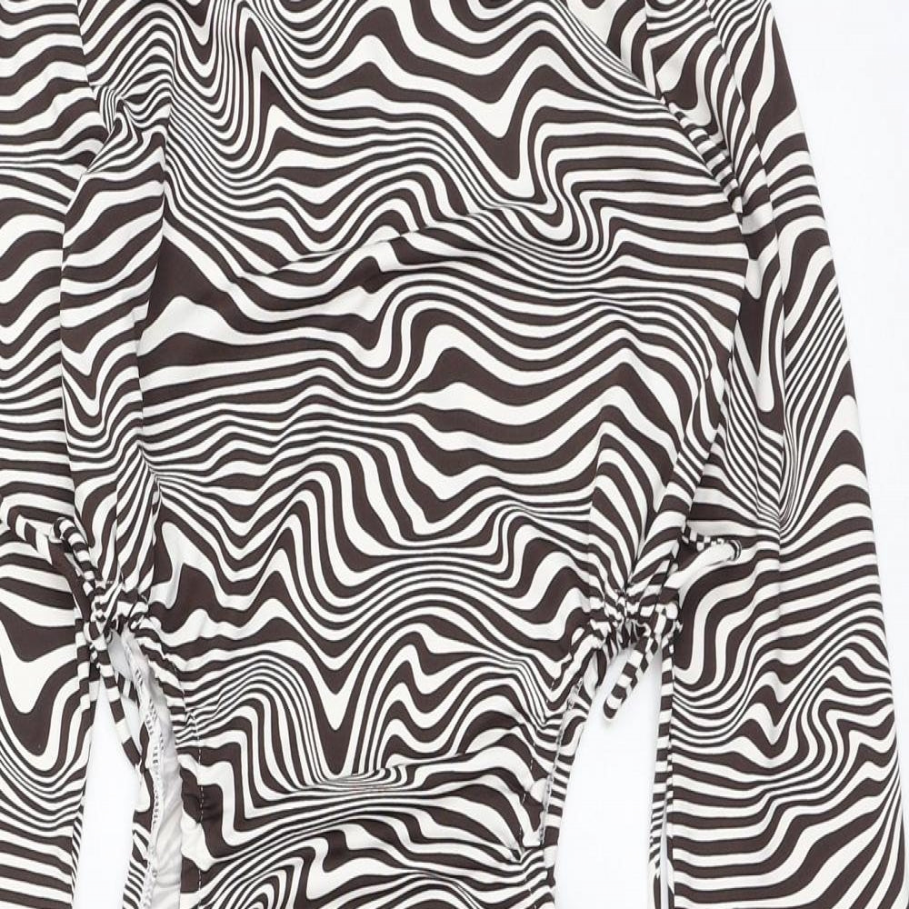 H&M Womens Ivory Geometric Polyester A-Line  Size XS  Round Neck Pullover