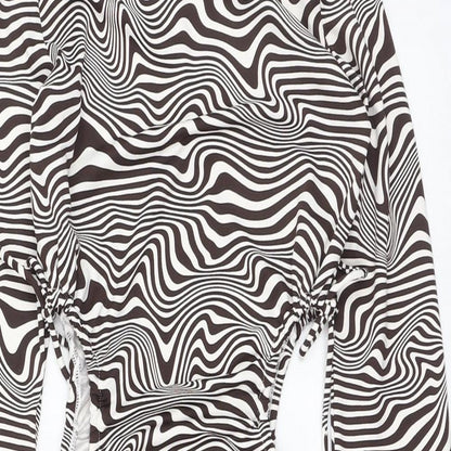 H&M Womens Ivory Geometric Polyester A-Line  Size XS  Round Neck Pullover