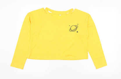 Womens UK Size S Preworn Yellow Cropped T-Shirt
