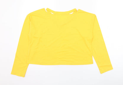 Womens UK Size S Preworn Yellow Cropped T-Shirt