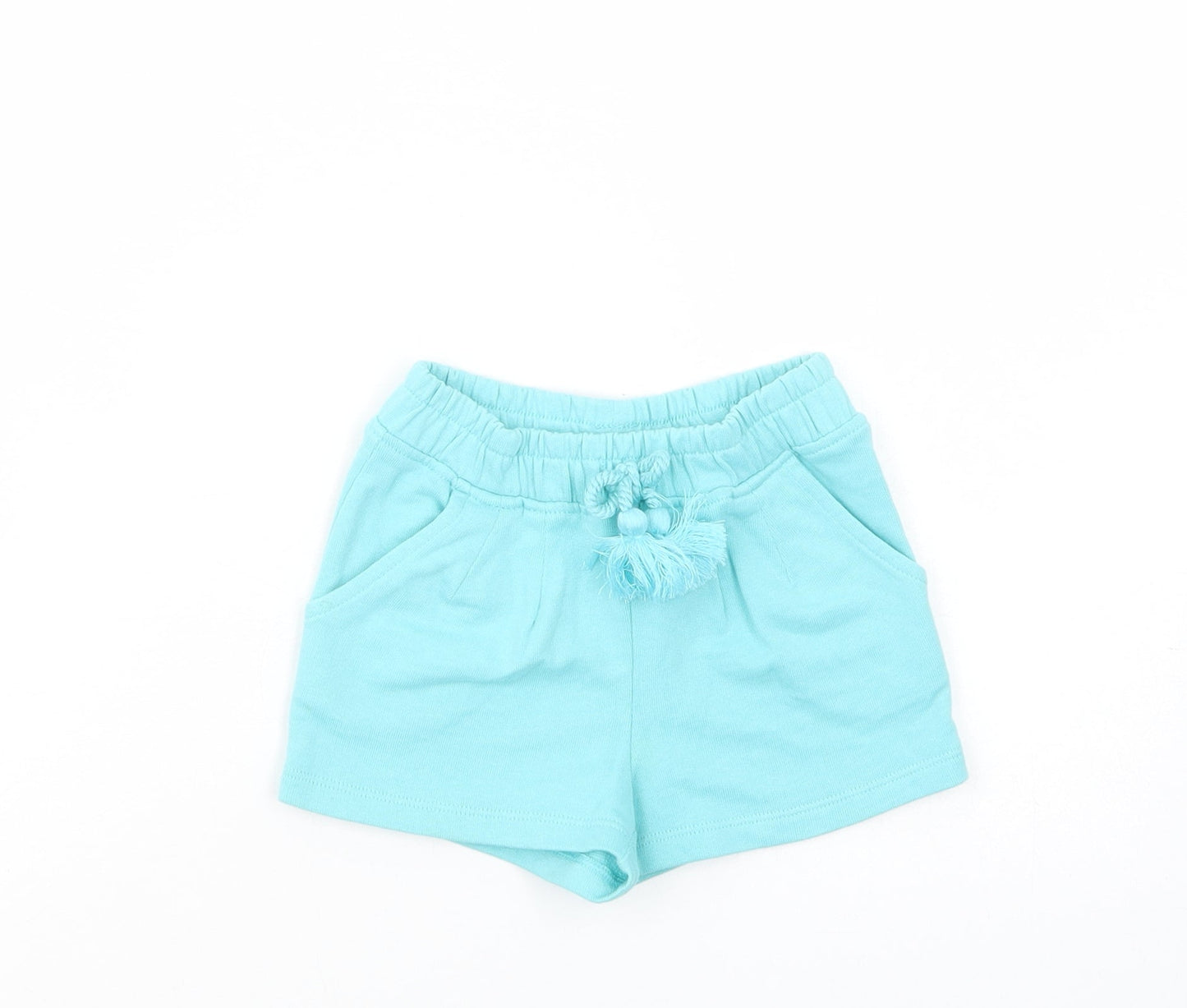 Marks and Spencer Baby Blue  Cotton Cropped Trousers Size 18-24 Months  Drawstring