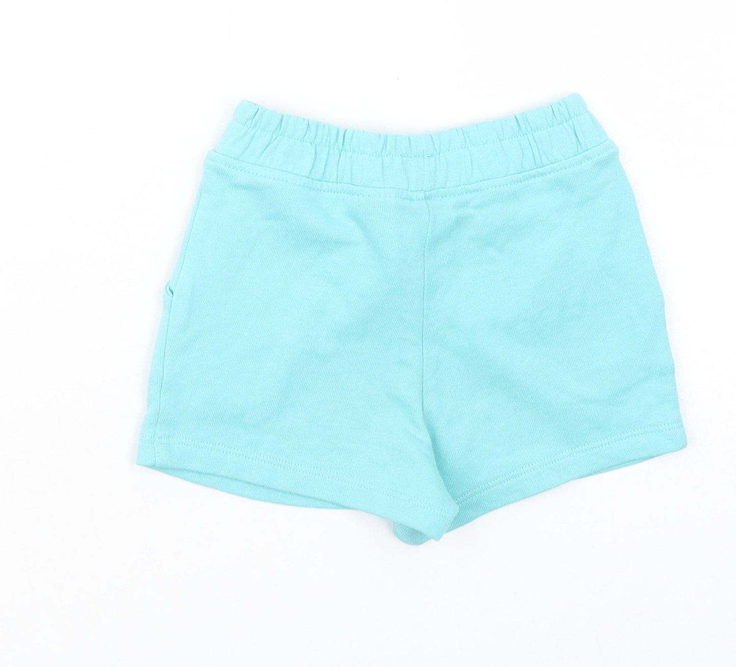 Marks and Spencer Baby Blue  Cotton Cropped Trousers Size 18-24 Months  Drawstring