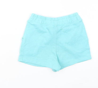 Marks and Spencer Baby Blue  Cotton Cropped Trousers Size 18-24 Months  Drawstring
