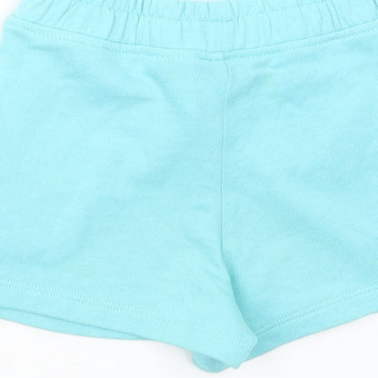 Marks and Spencer Baby Blue  Cotton Cropped Trousers Size 18-24 Months  Drawstring