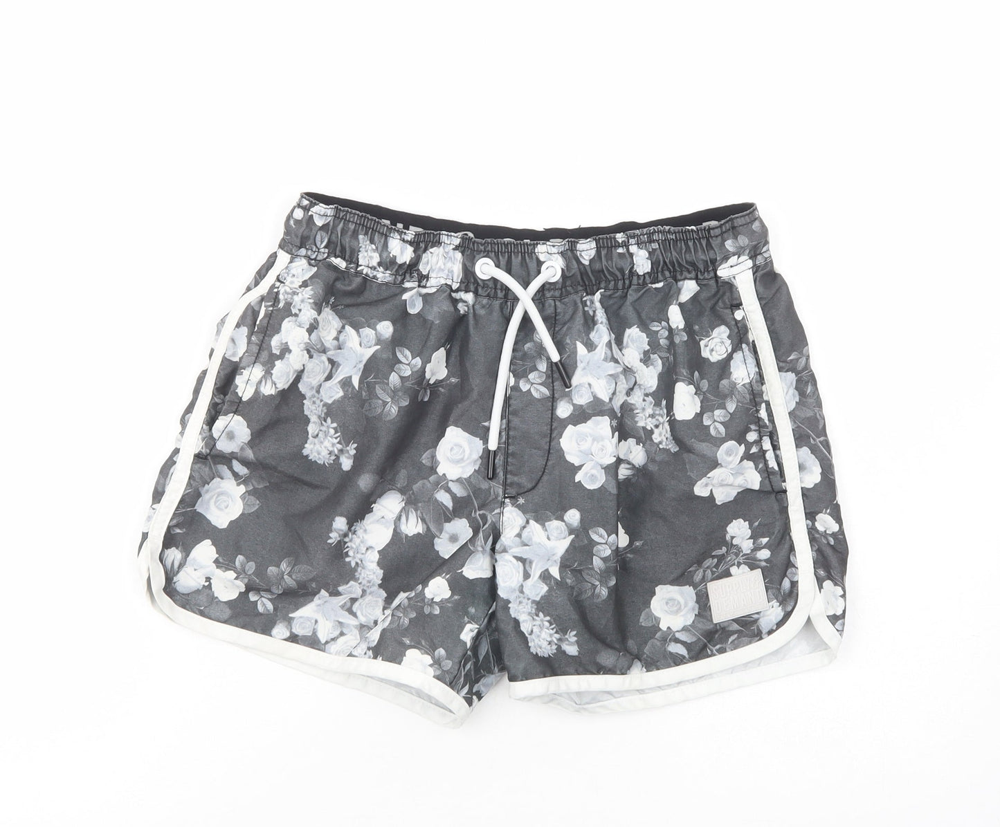 Supply & Demand Womens Grey Floral Polyester Bermuda Shorts Size 10 L10 in Regular Drawstring - Estimated Size