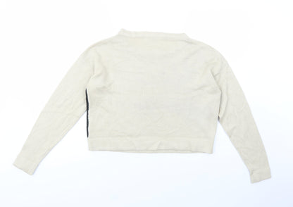 VERO MODA Womens Beige Boat Neck  Acrylic Pullover Jumper Size M   - Moose