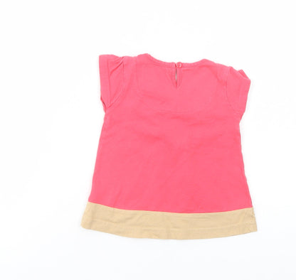 NEXT Baby Pink  Cotton Basic Blouse Size 6-9 Months Crew Neck Button
