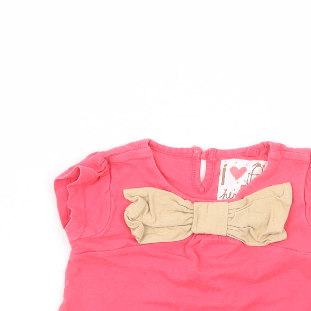 NEXT Baby Pink  Cotton Basic Blouse Size 6-9 Months Crew Neck Button