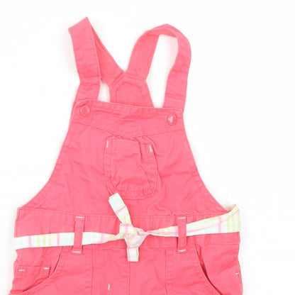 Vertbaudet Baby Pink  Cotton Pinafore/Dungaree Dress  Size 12 Months  Square Neck Snap