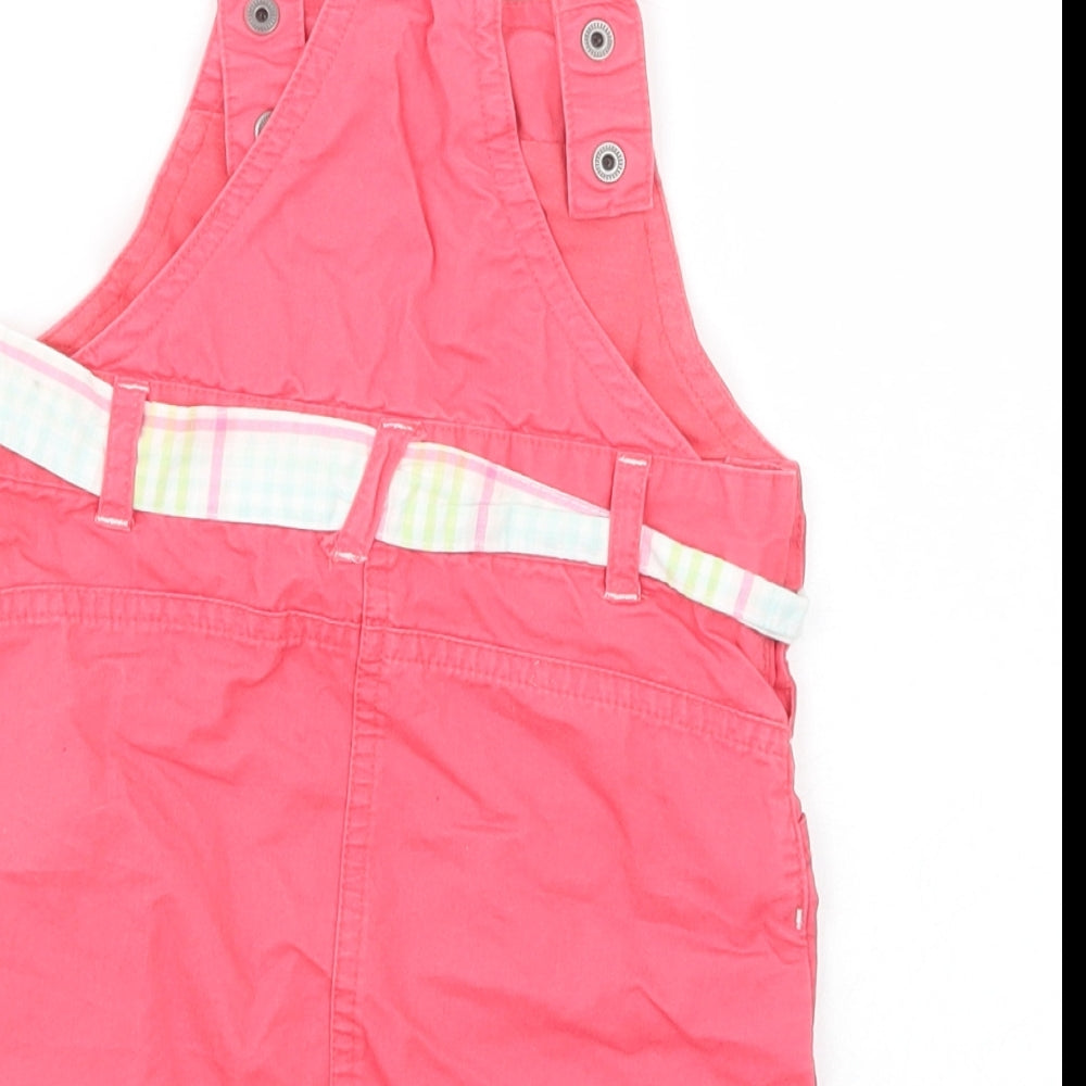 Vertbaudet Baby Pink  Cotton Pinafore/Dungaree Dress  Size 12 Months  Square Neck Snap