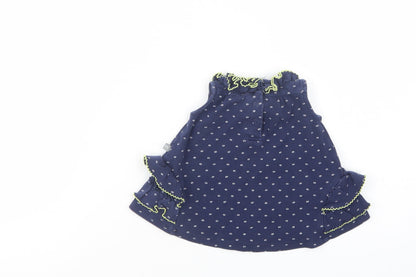 Petit Lem Baby Blue Geometric Cotton Pullover Blouse Size 9-12 Months Collared Snap