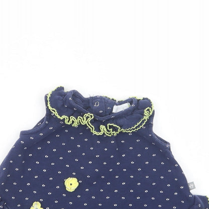 Petit Lem Baby Blue Geometric Cotton Pullover Blouse Size 9-12 Months Collared Snap