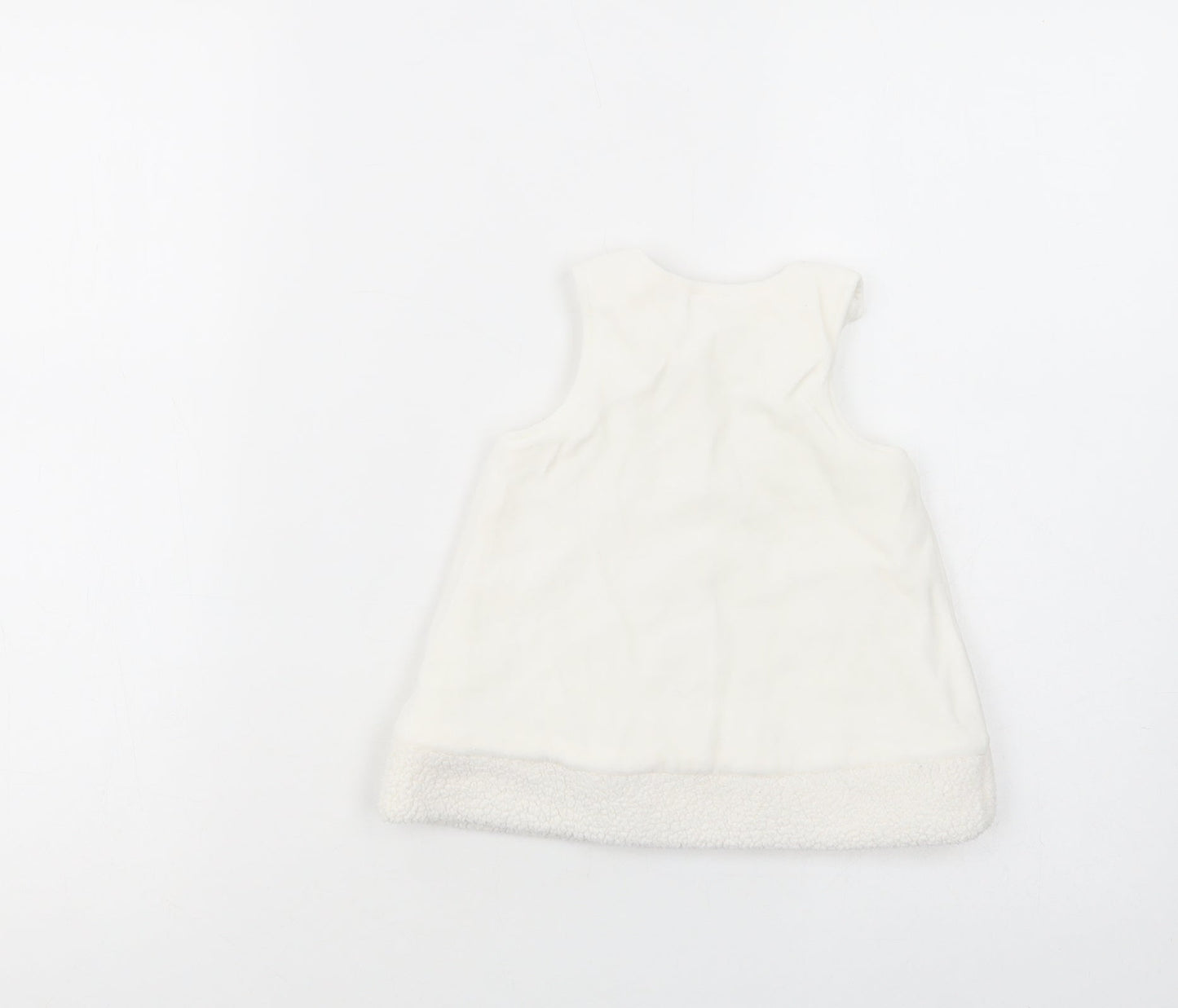 Zip Zap Baby White  Polyester Tunic Blouse Size 6-9 Months Crew Neck Button - Bunny