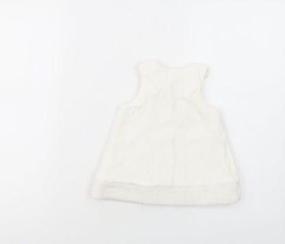 Zip Zap Baby White  Polyester Tunic Blouse Size 6-9 Months Crew Neck Button - Bunny