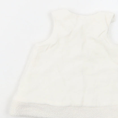 Zip Zap Baby White  Polyester Tunic Blouse Size 6-9 Months Crew Neck Button - Bunny