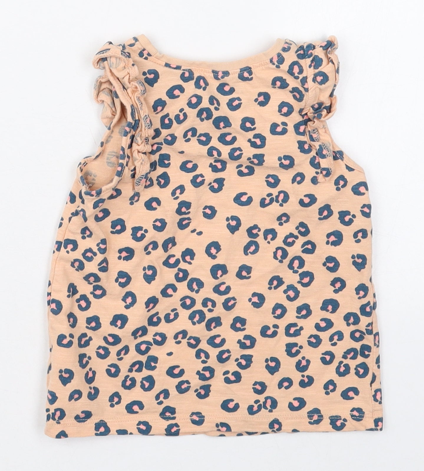 NEXT Girls Pink Animal Print Cotton Basic Tank Size 2-3 Years Crew Neck Pullover