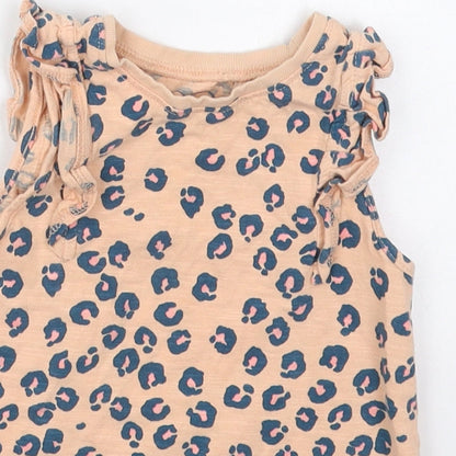 NEXT Girls Pink Animal Print Cotton Basic Tank Size 2-3 Years Crew Neck Pullover