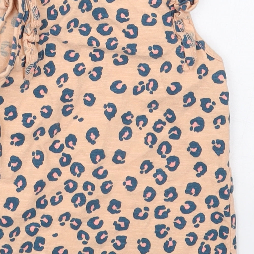 NEXT Girls Pink Animal Print Cotton Basic Tank Size 2-3 Years Crew Neck Pullover