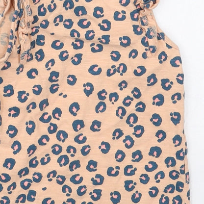 NEXT Girls Pink Animal Print Cotton Basic Tank Size 2-3 Years Crew Neck Pullover