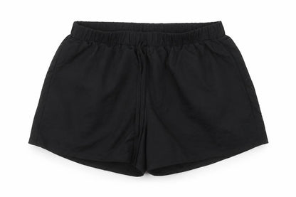 Front view of ASOS women’s black viscose bermuda shorts, size UK 8, regular drawstring