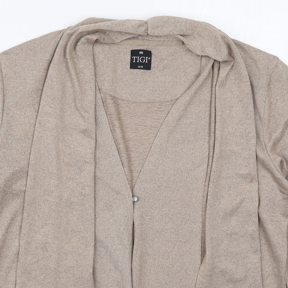 Womens UK Size 14 Tigi Brown Cardigan Jumper