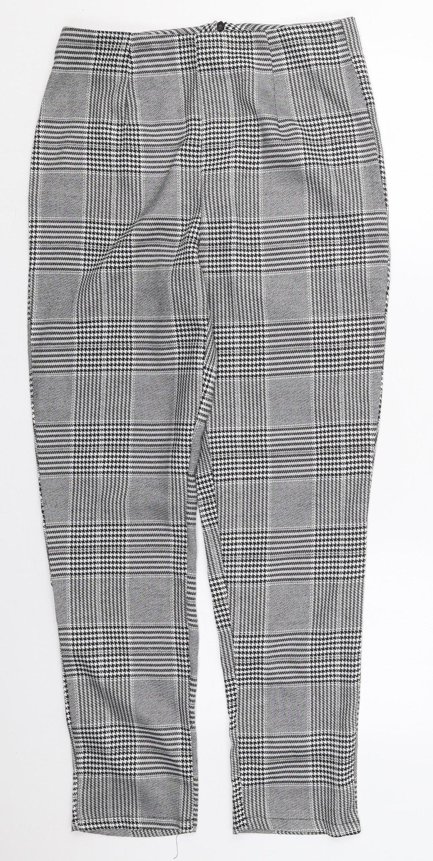 Parisian Womens Grey Herringbone Polyester Trousers  Size 12 L28 in Regular Zip