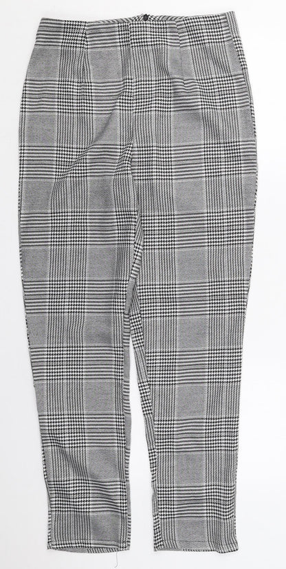Parisian Womens Grey Herringbone Polyester Trousers  Size 12 L28 in Regular Zip