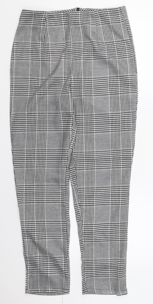 Parisian Womens Grey Herringbone Polyester Trousers  Size 12 L28 in Regular Zip