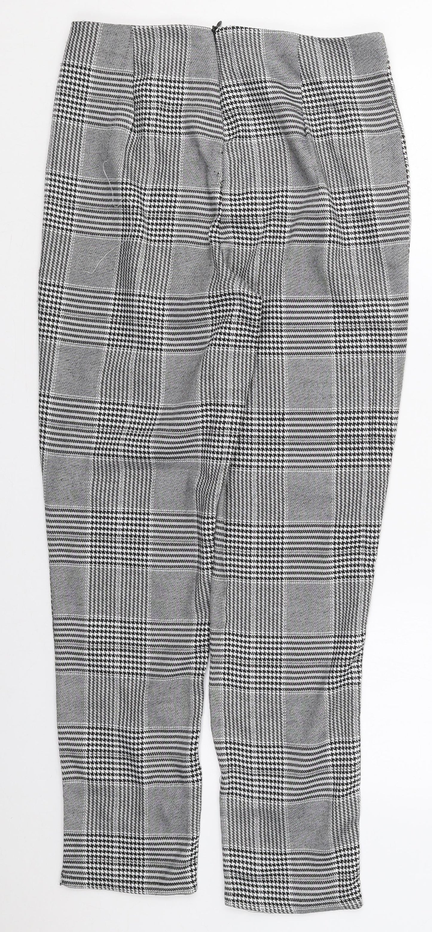 Parisian Womens Grey Herringbone Polyester Trousers  Size 12 L28 in Regular Zip