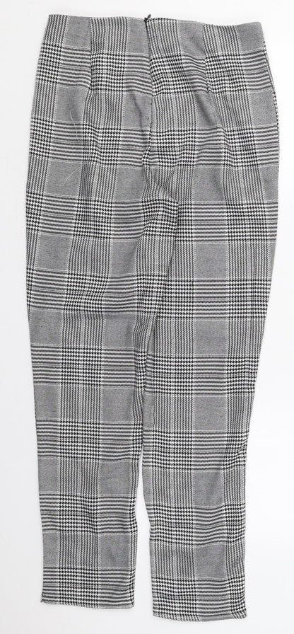 Parisian Womens Grey Herringbone Polyester Trousers  Size 12 L28 in Regular Zip