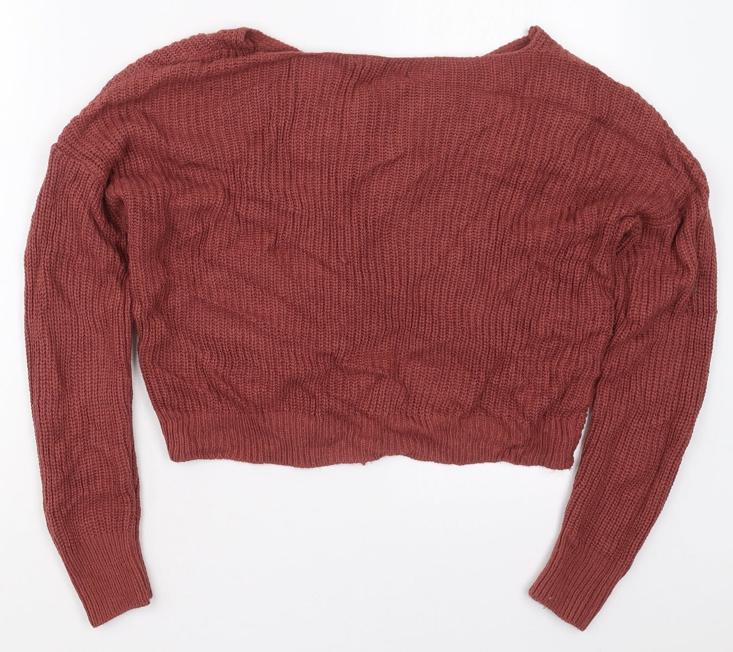 Jolie & Joy Womens Pink V-Neck  Acrylic Pullover Jumper Size M