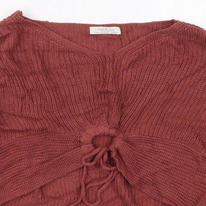 Jolie & Joy Womens Pink V-Neck  Acrylic Pullover Jumper Size M