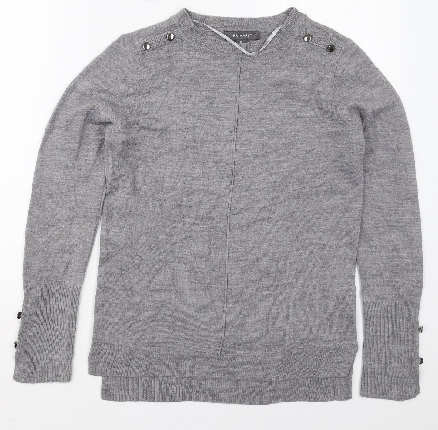 Primark Womens Grey Crew Neck  Acrylic Pullover Jumper Size 6