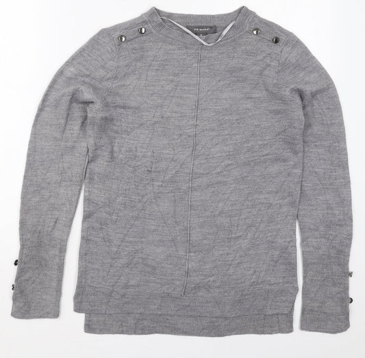 Primark Womens Grey Crew Neck  Acrylic Pullover Jumper Size 6