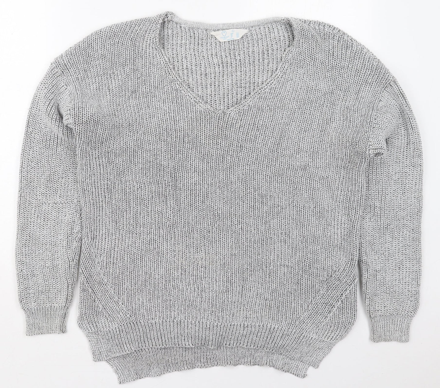 Primark Womens Grey V-Neck  Polyester Pullover Jumper Size 14