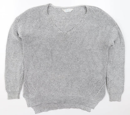 Primark Womens Grey V-Neck  Polyester Pullover Jumper Size 14