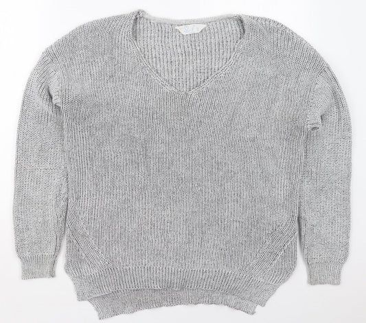 Primark Womens Grey V-Neck  Polyester Pullover Jumper Size 14