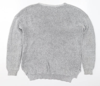 Primark Womens Grey V-Neck  Polyester Pullover Jumper Size 14