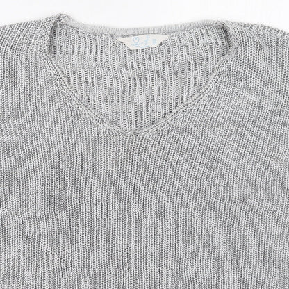 Primark Womens Grey V-Neck  Polyester Pullover Jumper Size 14