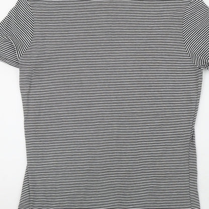 Primark Womens Black Striped Cotton Basic T-Shirt Size 12 Round Neck