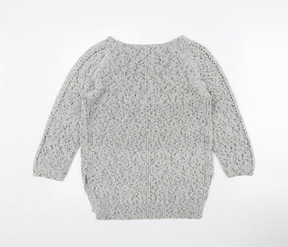 Betty Jackson. Black Womens Grey Round Neck  Acrylic Pullover Jumper Size 10
