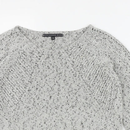 Betty Jackson. Black Womens Grey Round Neck  Acrylic Pullover Jumper Size 10